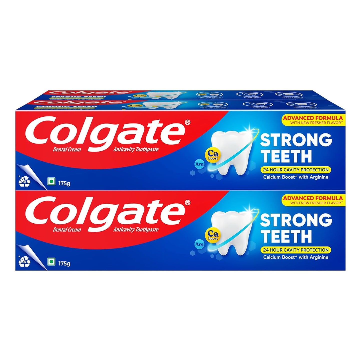 Colgate Strong Teeth, 700g (175g X 4), Calcium-boost Tooth Paste for 2X Stronger Teeth, Protects Enamel, Whitens Teeth, Fresh Breath & Prevents Cavities (Combo Multipack)