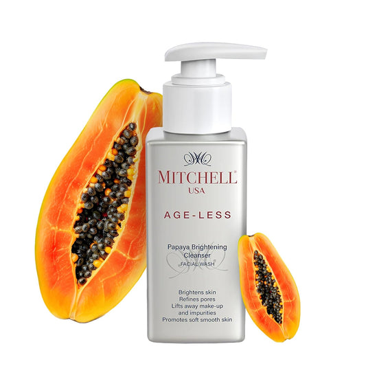Mitchell USA Papaya Gentle Facial Cleanser for Face Brightening | Normal to Oily & Dry Skin Types | Lotus Seed, Witch Hazel, Ginger Root & Aloe Vera Extract | Glowing Skin for Men & Women | 100 ml