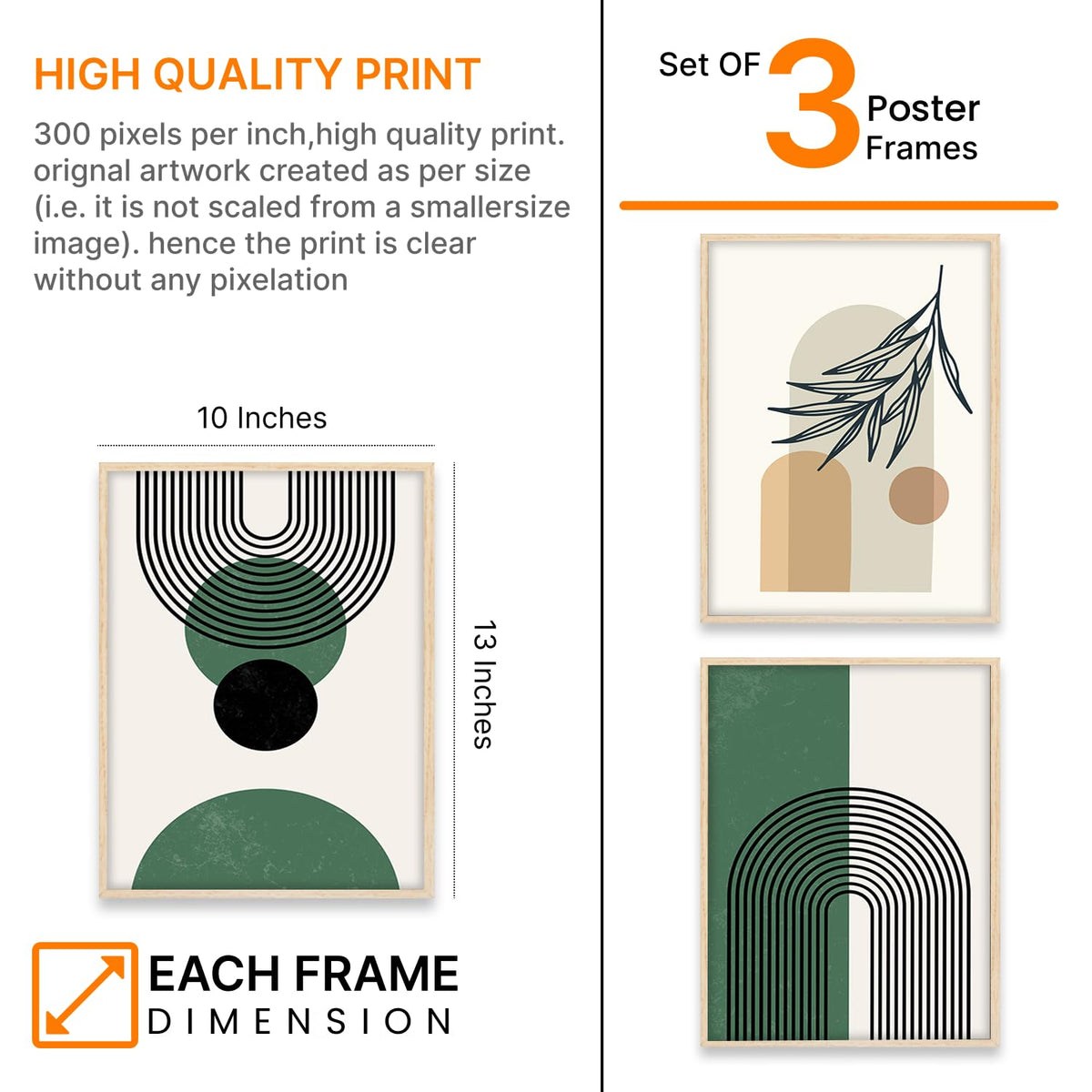 Boho wall Art Paintings Modern Art Framed Wall Painting for Living Room Bedroom - Wall Posters | Paintings with Frame Set of 3 (Boho 1, 10x13 inch)