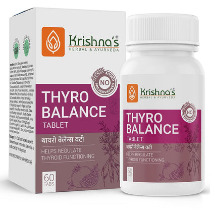 Krishna's Thyro Balance Tablets – Herbal & Non-GMO Formula - 60 Tablet (Pack of 1)