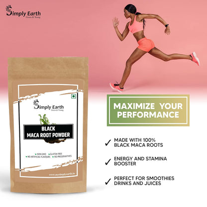 Simply Earth Peruvian Black Maca Root Powder | Boosts Energy and Immunity | Relieves Stress | Great for Men and Woman - (100GM)