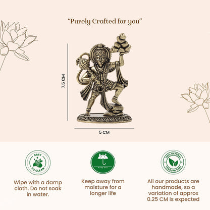 Brass Hanuman Ji Idol | Handcrafted Hanuman Murti for Pooja Room | Home Temple & Festival Gift (Design04: L5 x W3 x H7.5 cm)