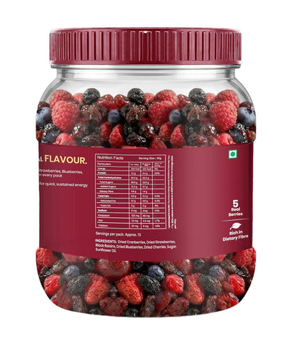 Livyor 5 in 1 Berry Mix for eating - 400 gm | Good Source of Fibre | Dried Cranberries | Black Raisins | Cherries | Blueberries | Strawberries | Berry Blast | Berries dry fruits | Berries fresh | (Pack of 1)