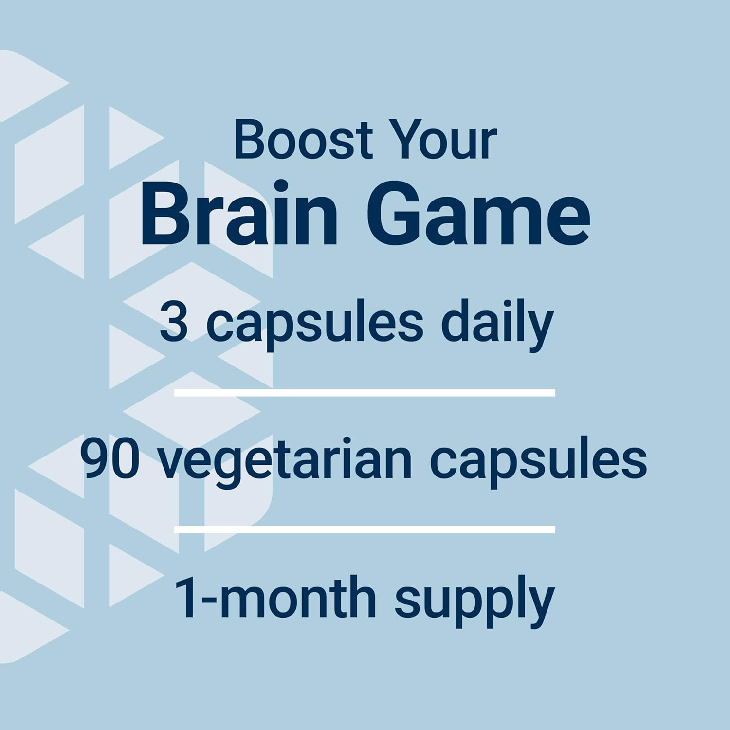 Advertisement for brain supplement capsules with text on a light blue background