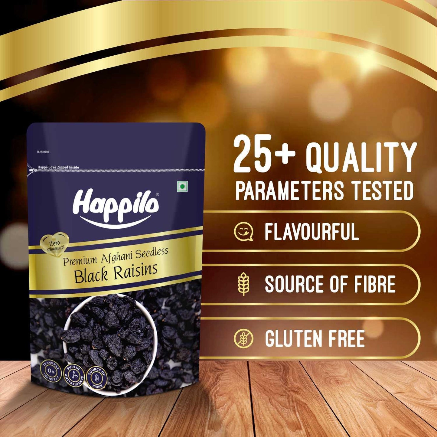 Happilo Premium Afghani Black Raisins Seedless 250g | Kali Kishmish/Kismis | Dry Fruits, Healthy Snacks | Rich in Fiber, Potassium & Antioxidants | Tasty & Nutritious