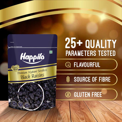 Happilo Premium Afghani Black Raisins Seedless 250g | Kali Kishmish/Kismis | Dry Fruits, Healthy Snacks | Rich in Fiber, Potassium & Antioxidants | Tasty & Nutritious
