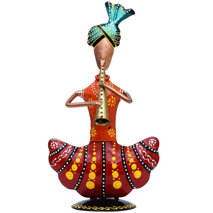 Metal Figurines for Home Decor, Traditional Rajasthani Musicians Pack of 3 Statues Home Decor Items for Living Room, Indoors (Gold Musicians)