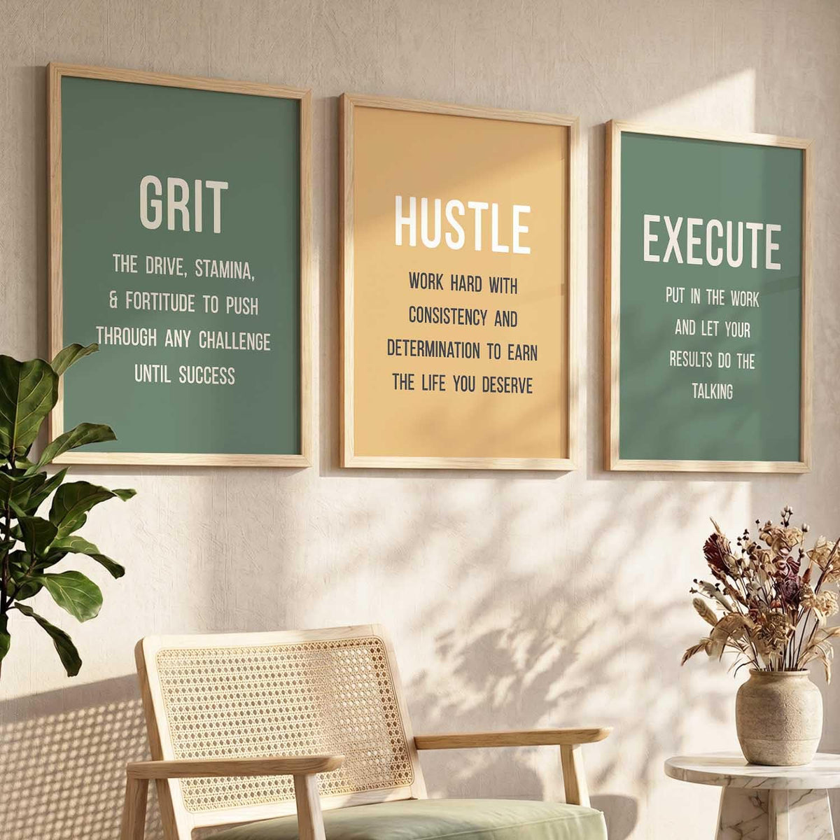 motivational quotes wall frames posters for room office wall decoration items Wall Decor Digital Reprint engineered wood Set of 3 (13X17 inch)