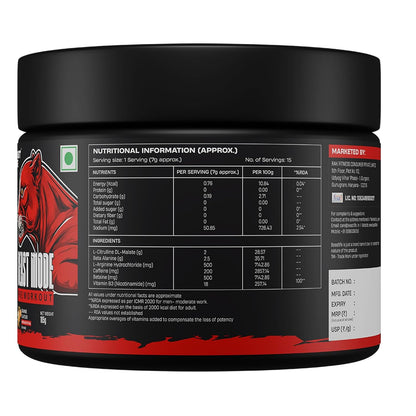 Beastlife Pre-Workout | 105 gm | Orange Flavor | Boosts Pump & Energy | Speeds Up Recovery | 2000 mg Citrulline | 2500 mg Beta-Alanine | 200 mg Caffeine | 500 mg Betaine