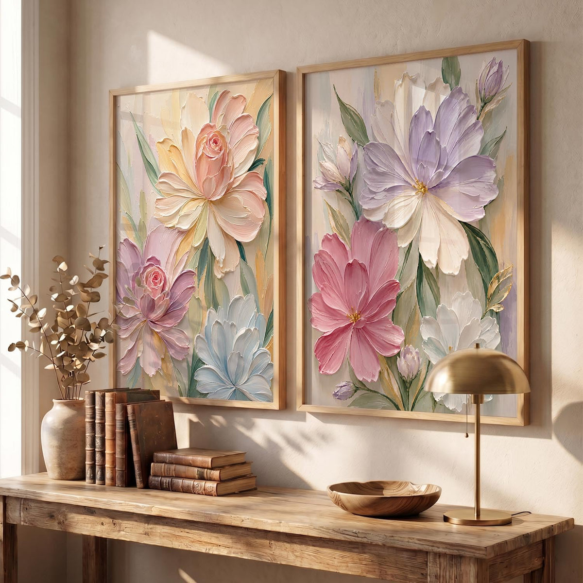 Aesthetic Boho Art Home Decoration | Boho Paintings With Frame For Living Room Bed Room Hotel Wall Decor Digital Reprint Set of 2 (13X17)