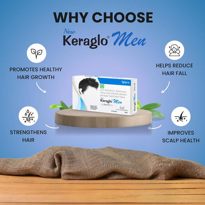 Keraglo Men Hair Nourishment Tablets (15 Tablets x 3 Strips) – With Amino Acids, Antioxidants, Vitamins & Herbal Extracts – Supports Scalp Health & Hair Strength – Dietary Supplement