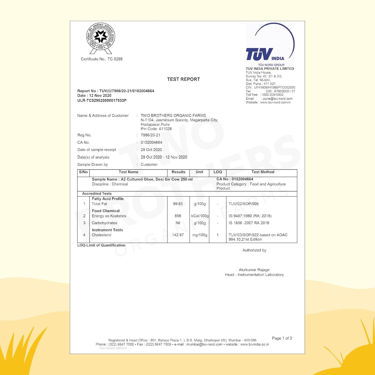 Two Brothers Organic Farms A2 Ghee |Free-grazed, Grass-fed Desi Gir Cows | Traditional Bilona Method | Pure, Natural and Healthy Ghee | Farm-Made A2 Cow Ghee with Probiotics for Gut Health