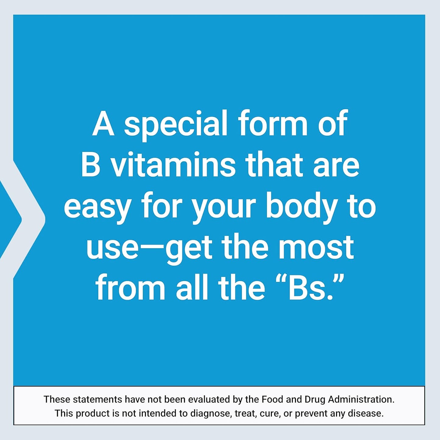 Text on a blue background about a special form of B vitamins.