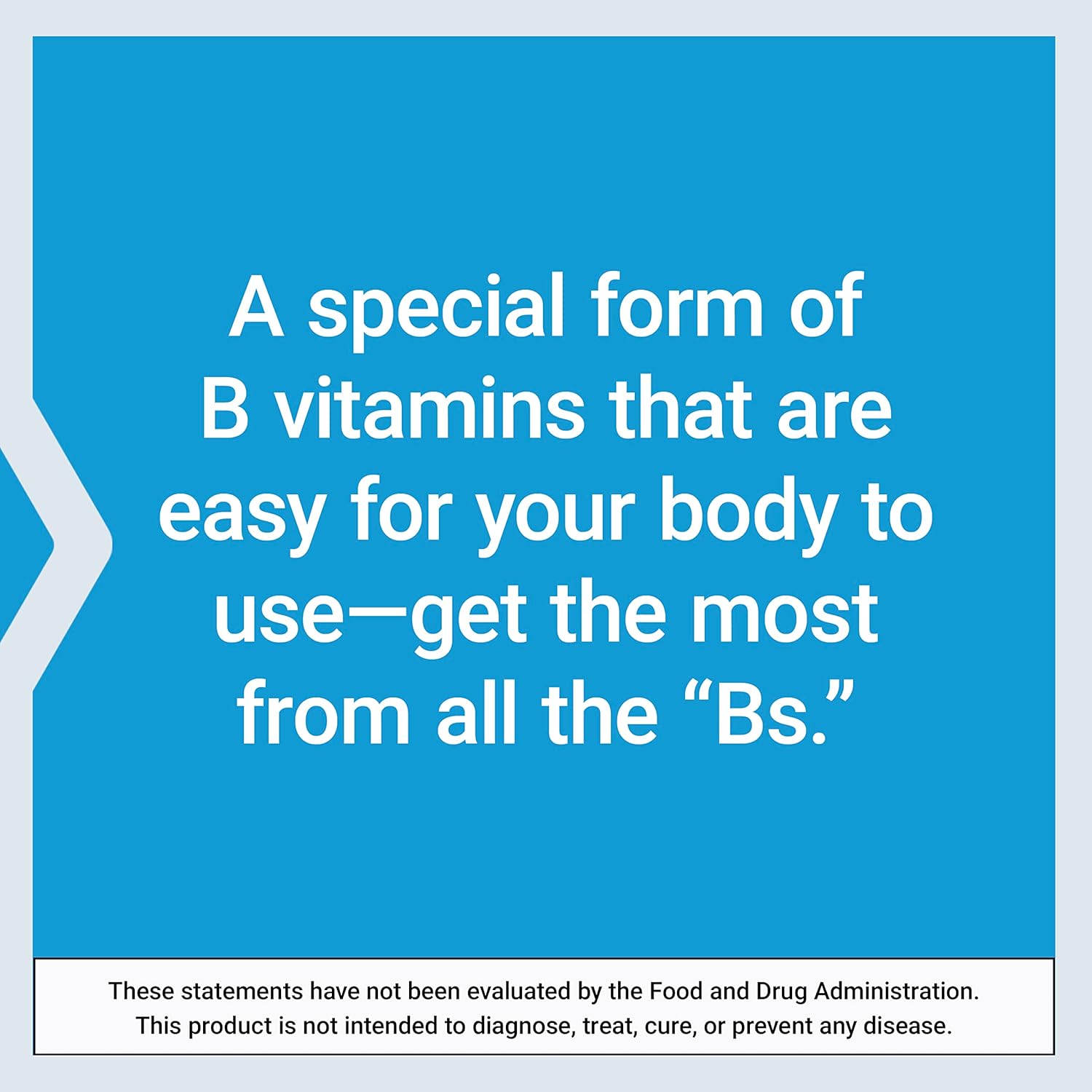 Text on a blue background about a special form of B vitamins.