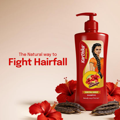 Karthika Hairfall Shield Shampoo with Shikakai & Hibiscus | Herbal Anti-Hairfall Shampoo for Strong & Healthy Hair | Natural Care for Men & Women | 650ml
