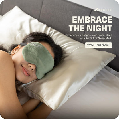 Boldfit Eye Mask for Sleeping with Adjustable Strap Super Soft Sleeping Mask Blind Fold for Comfortable Sleep Travelling Sleep Mask Pad for Girls Sleeping Eye Mask Blind Folds for Sleeping -Aqua Green