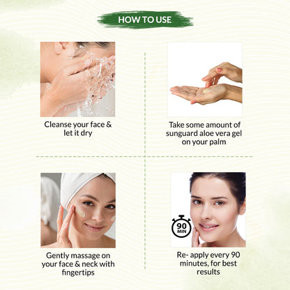 Instructions on how to use aloe vera gel for skincare.