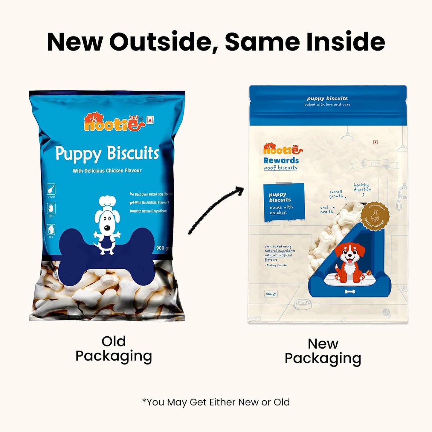 Nootie Chicken Biscuits with Chicken & Peanut Butter Flavour for Puppies Dogs Protein-Rich, Highly Digestible, and Nutrient-Dense Dog Treats, Breeds & Sizes - 900g