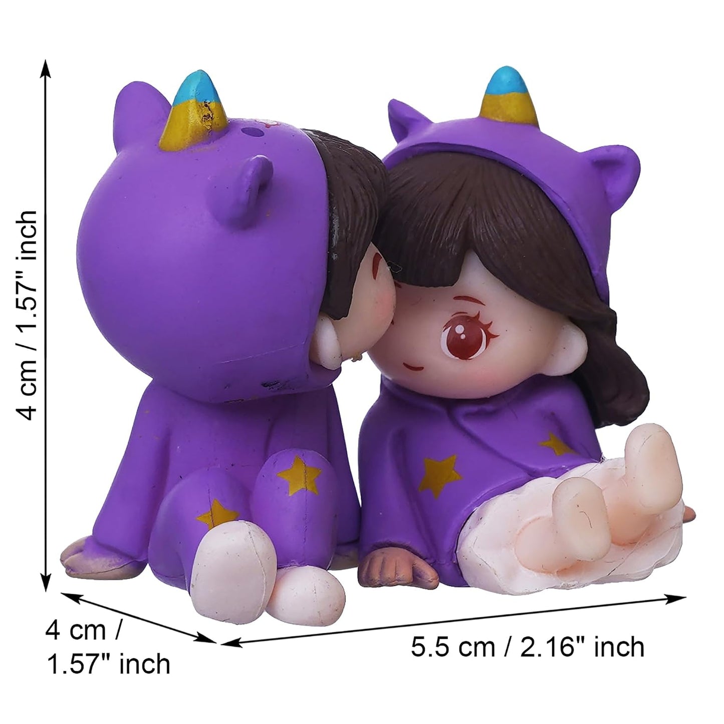 eCraftIndia Valentine Gift for Girlfriend Boyfriend Purple Miniature Romantic Couple Statue Boy Kissing Girl Forehead Showpiece Valentine Gift for Husband Wife Valentines Day Decoration Items