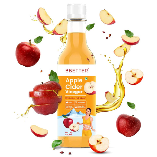BBETTER Apple Cider Vinegar For Weight Loss- 400ml - Helps Weight loss- Unfiltered & Natural Raw Apple Cider Vinegar with The Mother