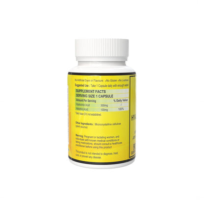 VITARUHE® Hyaluronic Acid Capsules High Dosage, 300 mg Per Capsule, Vegan, Low Molecular 500-700 kDa, 90 Capsules