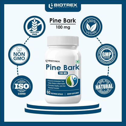 Biotrex Pine Bark 100mg A Powerfull Antioxidant Supplement - 60 Capsules