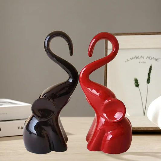 THE SACRED GIFTS Showpiece for Home Decor, Living Room, Bedroom, Heart Elephant for Good Luck, Gifts, TV Unit, or Showcase Shelves, Housewarming (Ceramics; Size-8x8x22CM)