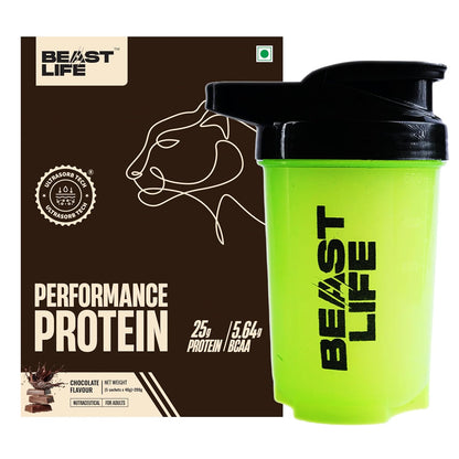 BeastLife Performance Yeast Protein Powder | 25g Protein | Chocolate | Free Shaker | NABL Lab Certified | High Absorption | Ultrasorb Tech | 5.64g BCAA | Beta Glucan | Gut & Immune Support | Pack of 5 | 200g