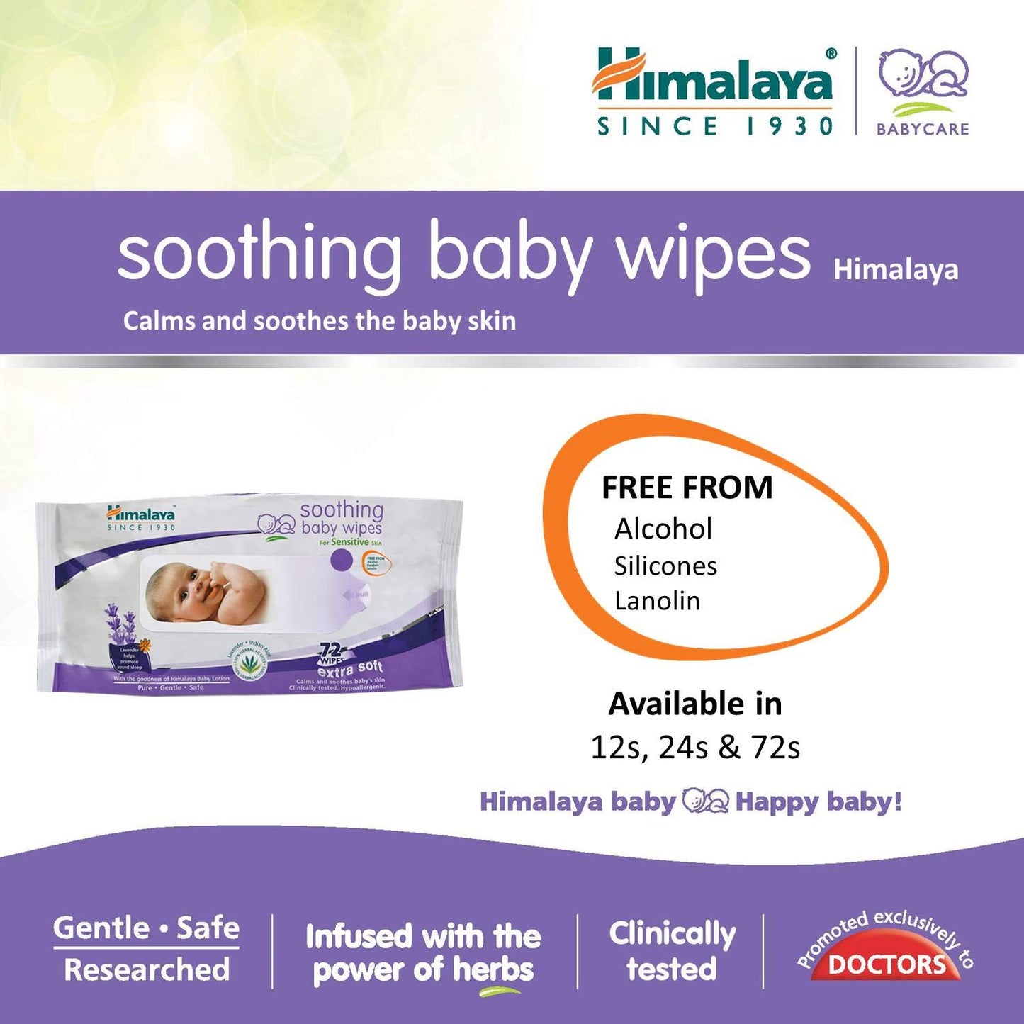 Himalaya Soothing Baby Wipes - (72 Pieces)
