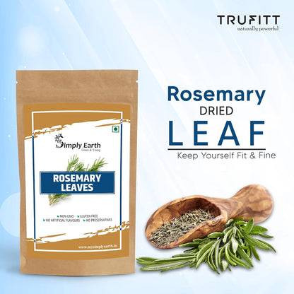 Simply Earth Rosemary Dried Leaves For Hair Growth | Top Grade Leaves Rosemary Herb Tea | Organic | Natural Foods - 100 GM