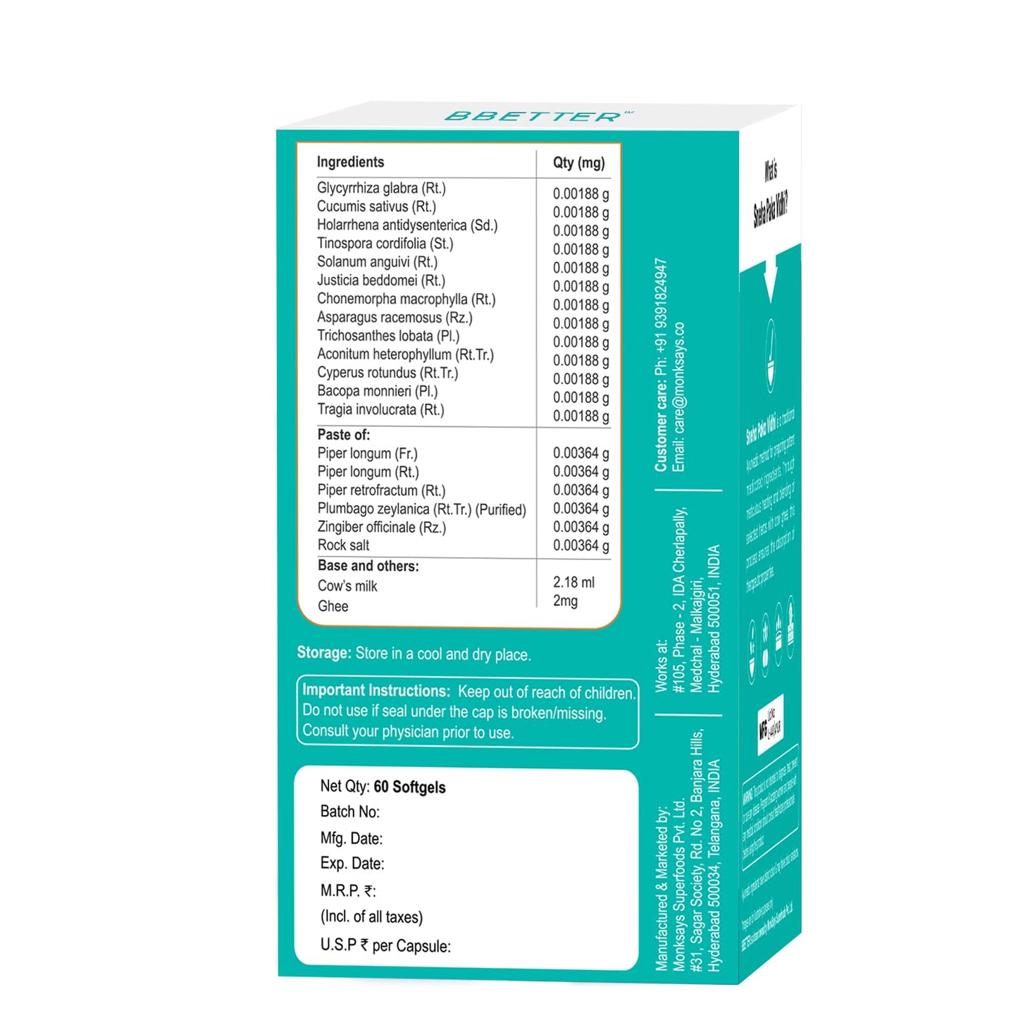 BBETTER PsoriaUrja - Lab Tested Ayurvedic Medicine for Skin Health Management | Made using Sneha Paka Vidhi method | 60 softgels