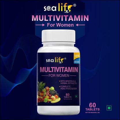 Sea Life Multivitamin For Women Complete Health Booster Vital Vitamins & Minerals with Herbal Extracts For Daily Health & Immunity (Pack of-1)