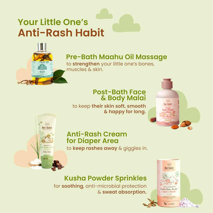 Nat Habit Diaper Rash Cream for Baby with Kusha, Coconut Oil & Zinc Oxide | Anti Rash Cream for Newborns & Infants | Soothes, Heals & Protects | Natural, Chemical-Free Baby Rash Cream, 75g