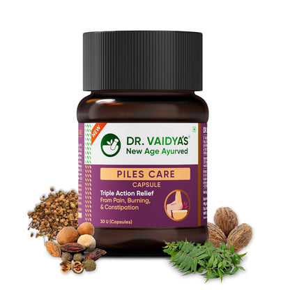 Dr. Vaidya Piles Care Capsules | Ayurvedic Piles Medicine for Relief from Hemorrhoids, Fissures & Fistula | Reduces Pain, Itching & Bleeding | Herbal Care Supplement | 30 Capsules