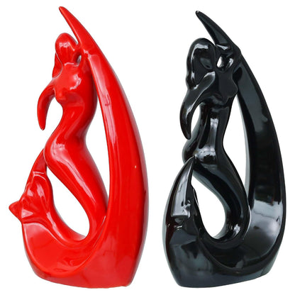 eCraftIndia Decorative Fish Girl Statues| Fish Angels Showpieces| Creative Mermaid Angel Fish Idols (Set of 2 Black Red)| Home Decor Items for Living Room Bedroom Hall Office Hotel| Gifts for Birthday