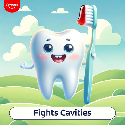 Colgate Kids Tiger Toothpaste for 2-5 Years - 80gm, Tooth Paste with 50% Lesser Abrasive Formula for Protecting Against Cavities (Strawberry Flavour)