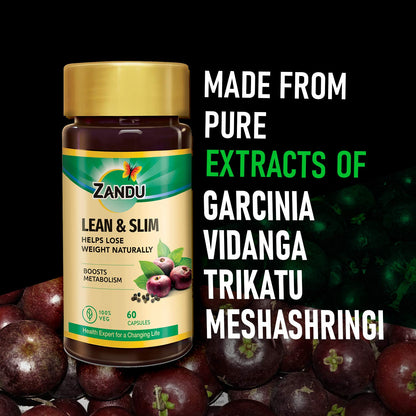 Zandu Lean & Slim | Enriched With The Goodness Of 6 Herbs To Help You In Weight Loss Journey | Acts As A Metabolism Booster & Supports Weight Management, (60 Caps)