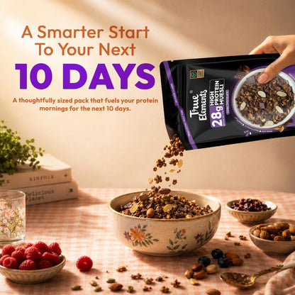 True Elements High Protein Muesli 400g | 28g Protein | Dark Chocolate | Healthy Breakfast Cereal | Rich in Nuts, Seeds & Wholegrains | No Added Preservatives
