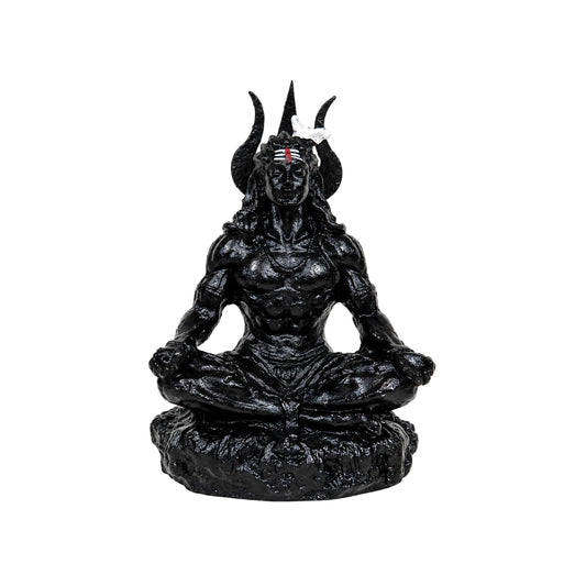 Black Shiva Car Dashboard Idol, 9 cm Mahadev Shiv Ji Resin Statue, Hand-Painted Lord Shiva Idol for Car, Home Mandir, Office & Spiritual Decor