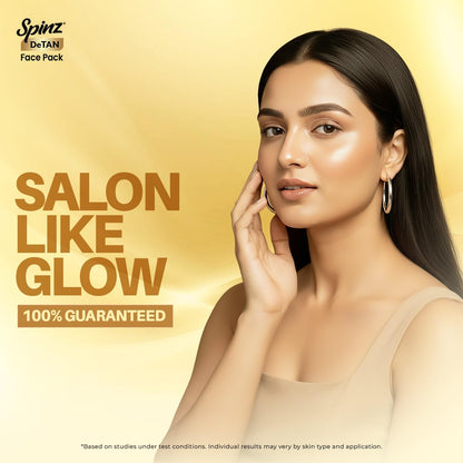 Spinz DeTan Face Pack with Besan, Honey & Kojic Acid | Tan Removal cream for Brightening & Glow | Salon-like Glow in 15 mins | 100gm