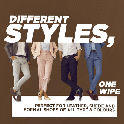 Formal Shoe Shiner Wipes | 75 Count, Brown | Packet with Lid | Instant Shine for Leather & Formal Shoes