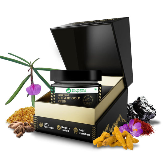 Dr Vaidya’s Shilajit Gold Resin | Helps Boost Stamina, Strength, & Power | Shuddha Shilajit, Swarna (Gold) Bhasma, Kesar, Methi | GMP Certified| (20 grams)