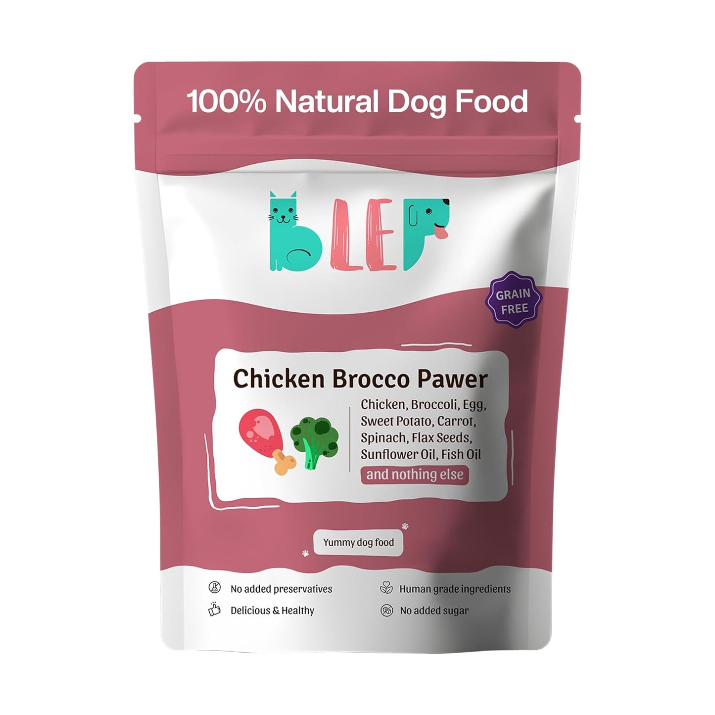 BLEP Dog Food Adult & Puppy | 200g | Dog Wet Food, High Protein, Omega 3&6, Contains Chicken Breast, Broccoli, Fresh Vegetables, Zero Preservatives, Digestible, Human Grade Fresh (Pack of 1)