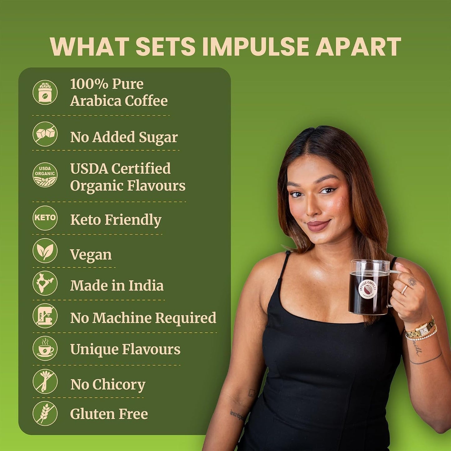 Impulse Coffees Keep Calm With Kaccha Aam Instant Coffee Powder | Raw Mango Flavour, Arabica, Citrusy & Tangy Taste, Hot & Cold Coffee | 50g