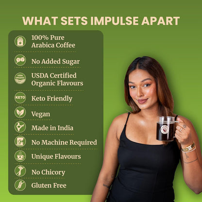 Impulse Coffees Keep Calm With Kaccha Aam Instant Coffee Powder | Raw Mango Flavour, Arabica, Citrusy & Tangy Taste, Hot & Cold Coffee | 50g