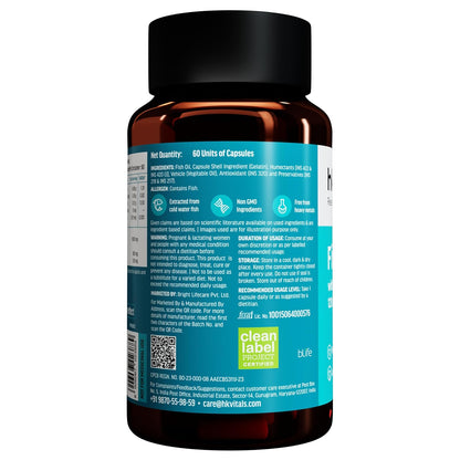 Hk vitals Fish Oil and Multivitamin (60 Tablets Each) Combo Pack | 1000mg Omega 3 with 180mg EPA & 120mg DHA | Enhances Energy, Immunity & Joints Health