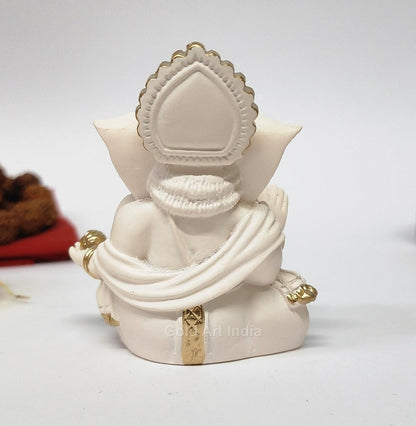 Gold Art India Synthetic-Resin Ganesha Idol | Ganesh Statue Home Decor | Ganesha Murti Office Desk, & Ganpati Idol Car Dashboard | Unique Wedding & Birthday Gift (Gaddipeachivory) 3.5", Fantasy