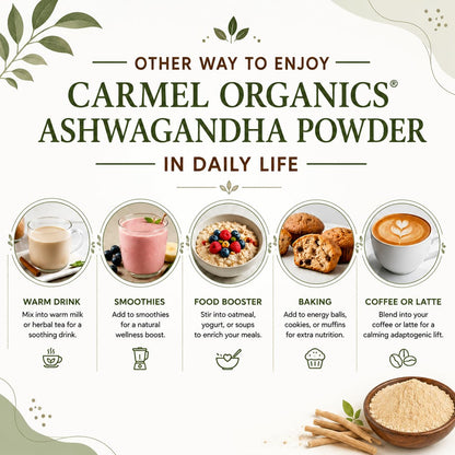 CARMEL ORGANICS Ashwagandha Root Powder 100 Grams
