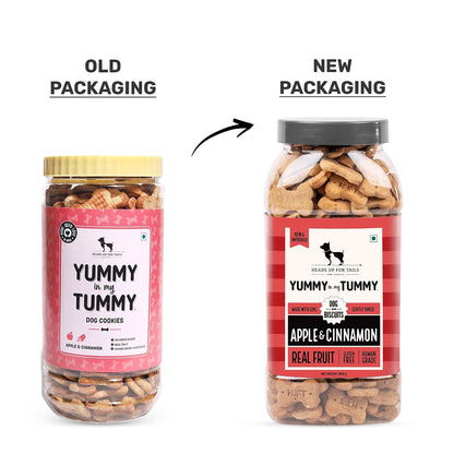 Yummy in My Tummy by HUFT Apple & Cinnamon Dog Biscuits – 800 gm | 100% Vegetarian Crunchy Treats for Puppies & Adult Dogs | Made with Real Ingredients | Healthy Training Snack for All Breeds