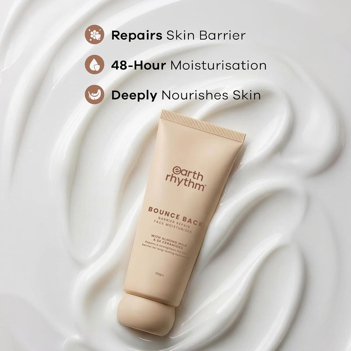 Earth Rhythm Bounce Back Barrier Repair Face Moisturiser with Almond Milk & Ceramides